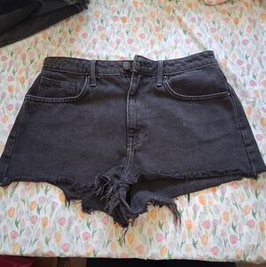 Forever 21 Black Frayed Hem Denim Shorts